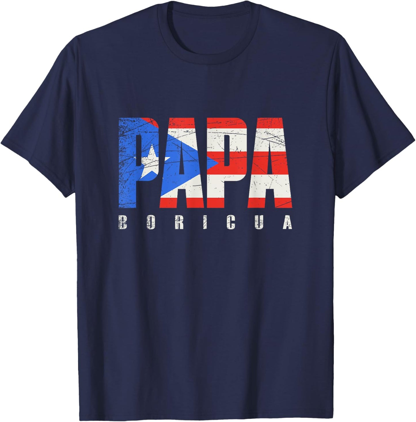 Puerto Rico Grandpa Papa Boricua, Puerto Rican Flag T-Shirt - T-Shirt | Navy