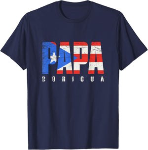 Puerto Rico Grandpa Papa Boricua, Puerto Rican Flag T-Shirt - T-Shirt | Navy
