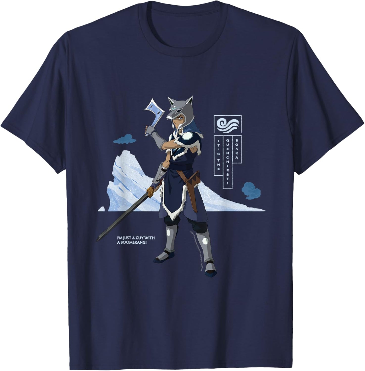 Avatar The Last Airbender Sokka Water Tribe Warrior T-Shirt - T-Shirt | Navy