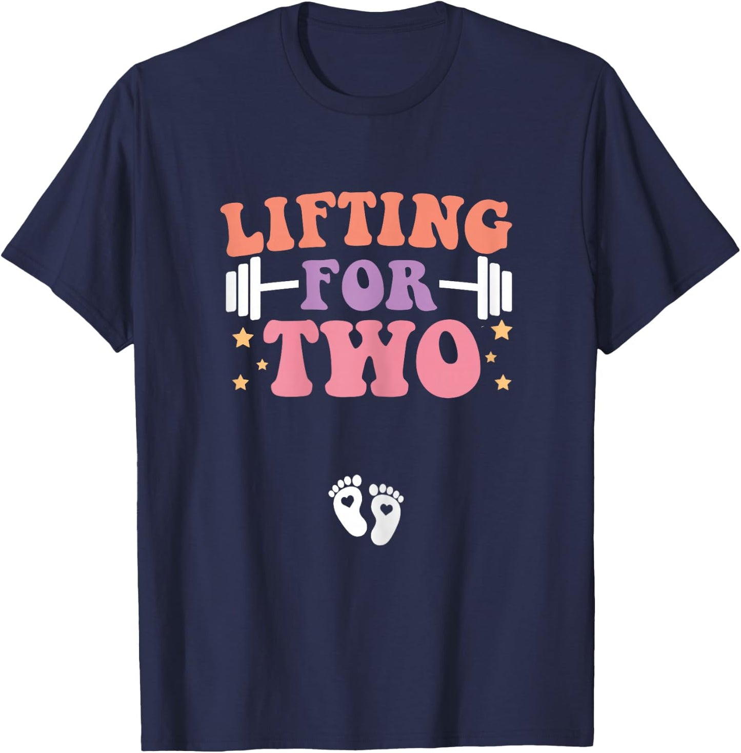 Lifting For Two Funny Pregnancy Gym Workout Expecting Mom T-Shirt - T-Shirt | Navy