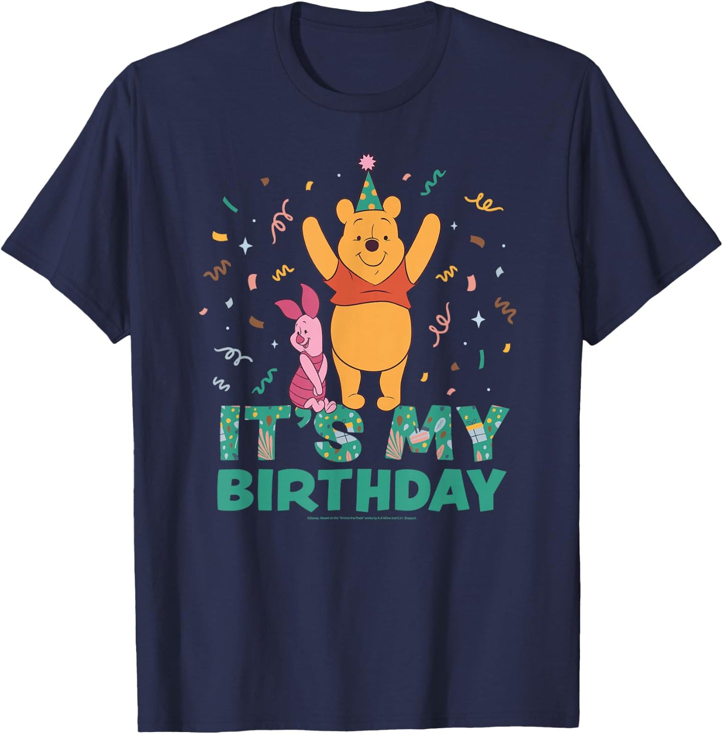 Disney Winnie The Pooh & Piglet It's My Birthday Party T-Shirt - T-Shirt | Navy