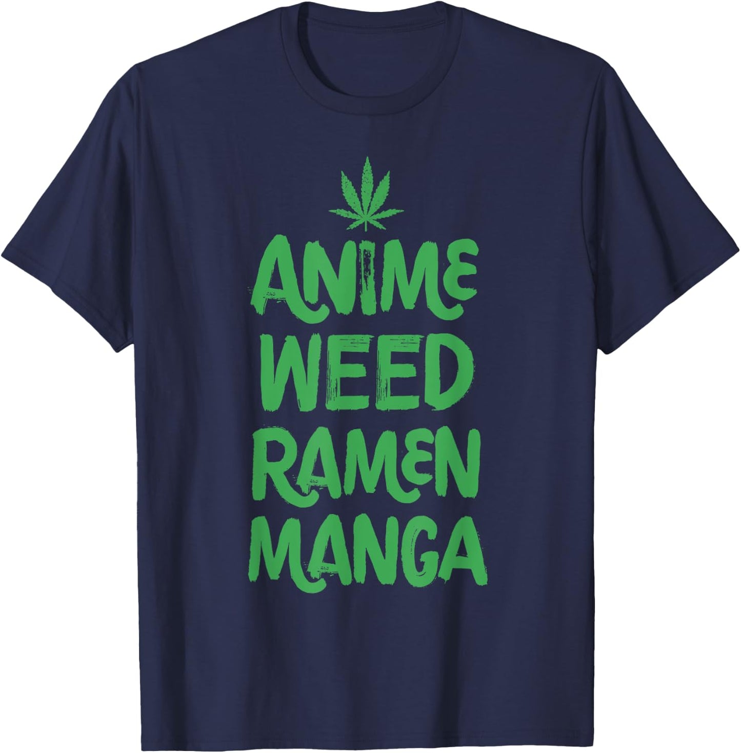 Anime Weed Ramen Manga Marijuana Leaf Cannabis Funny Japan T-Shirt - T-Shirt | Navy