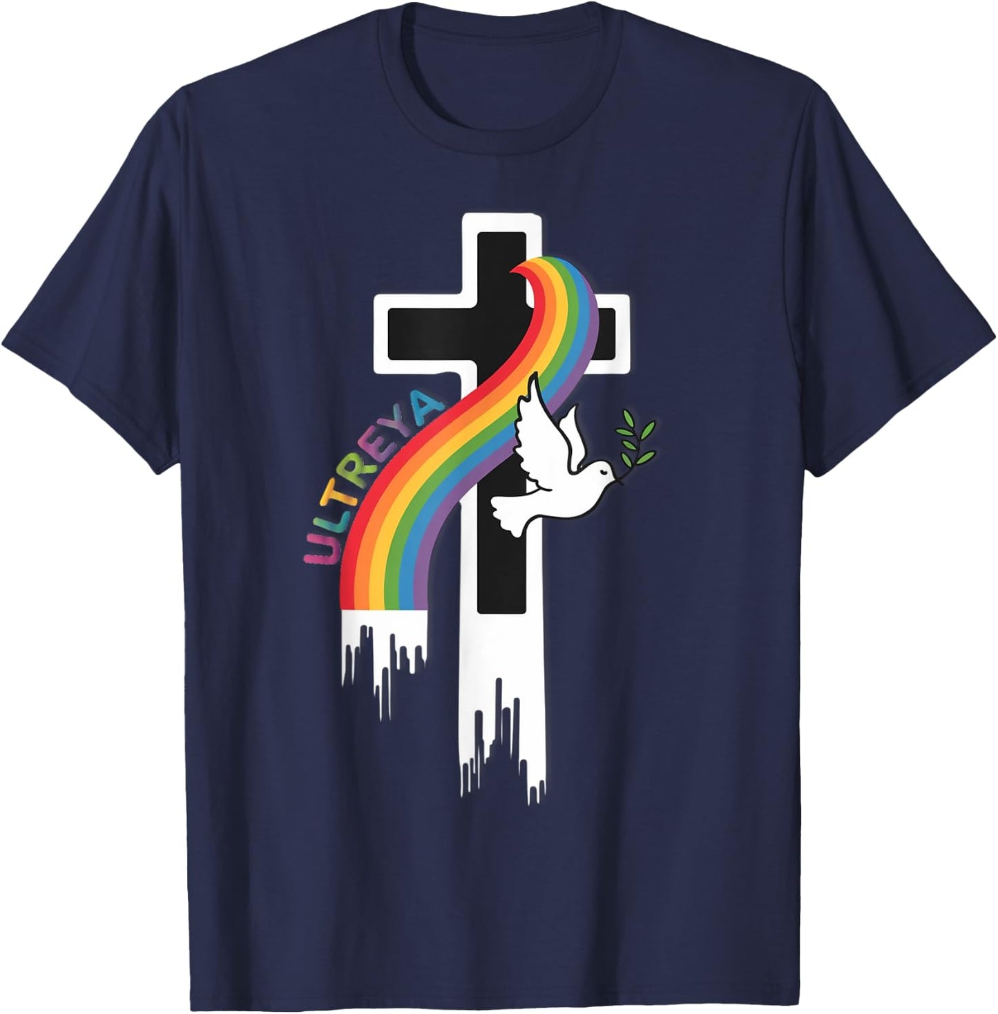 DeColores Cursillo Rainbow Rooster Catholic T-Shirt - T-Shirt | Navy