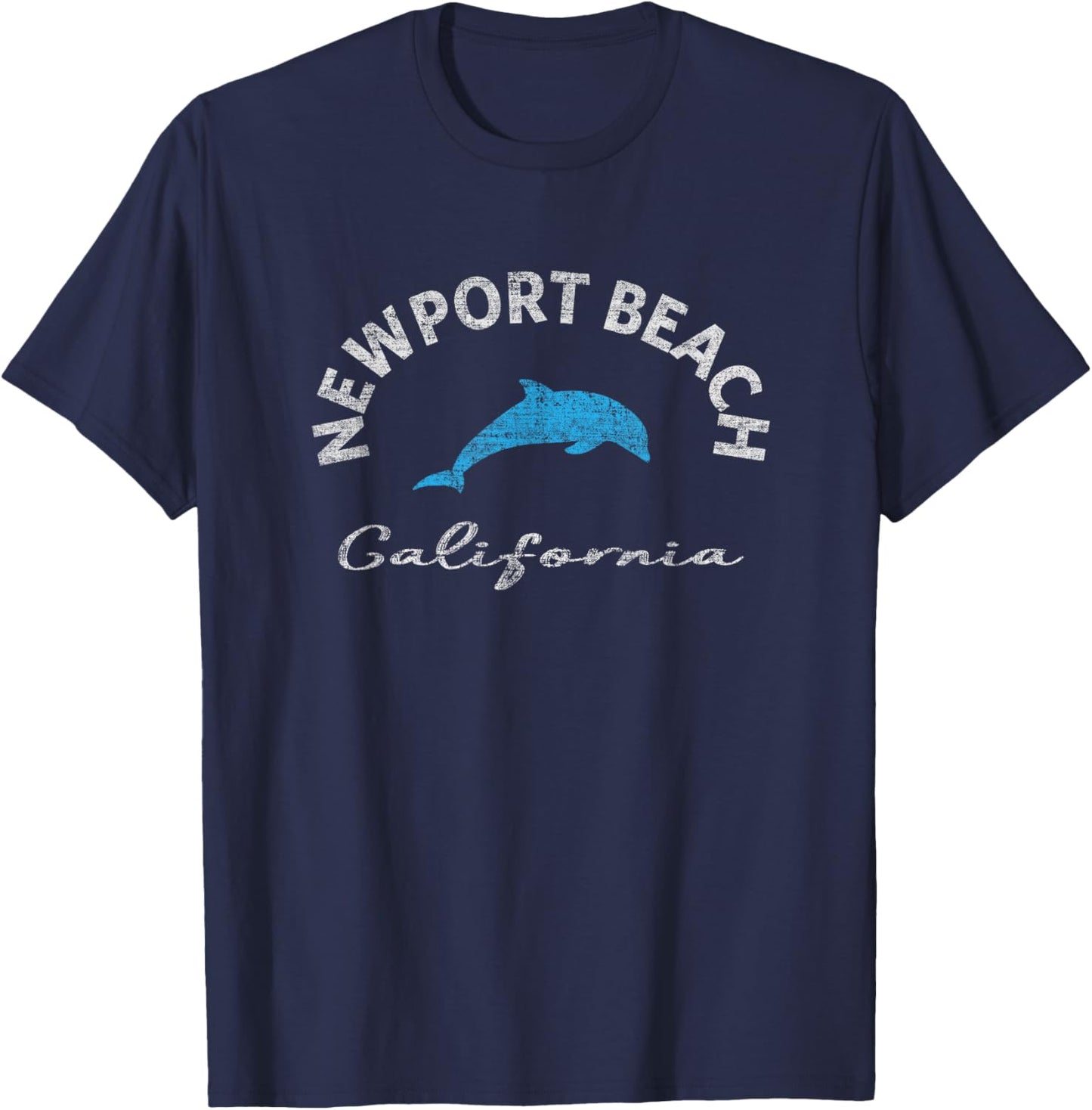 Vintage Newport Beach CA Dolphin T Shirt T-Shirt - T-Shirt | Navy