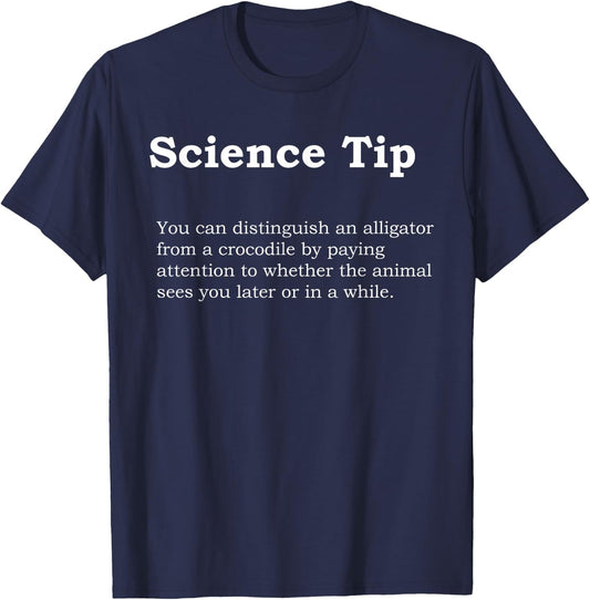 Crocodile Alligator Funny Science Tip Funny White Design T-Shirt - T-Shirt | Navy