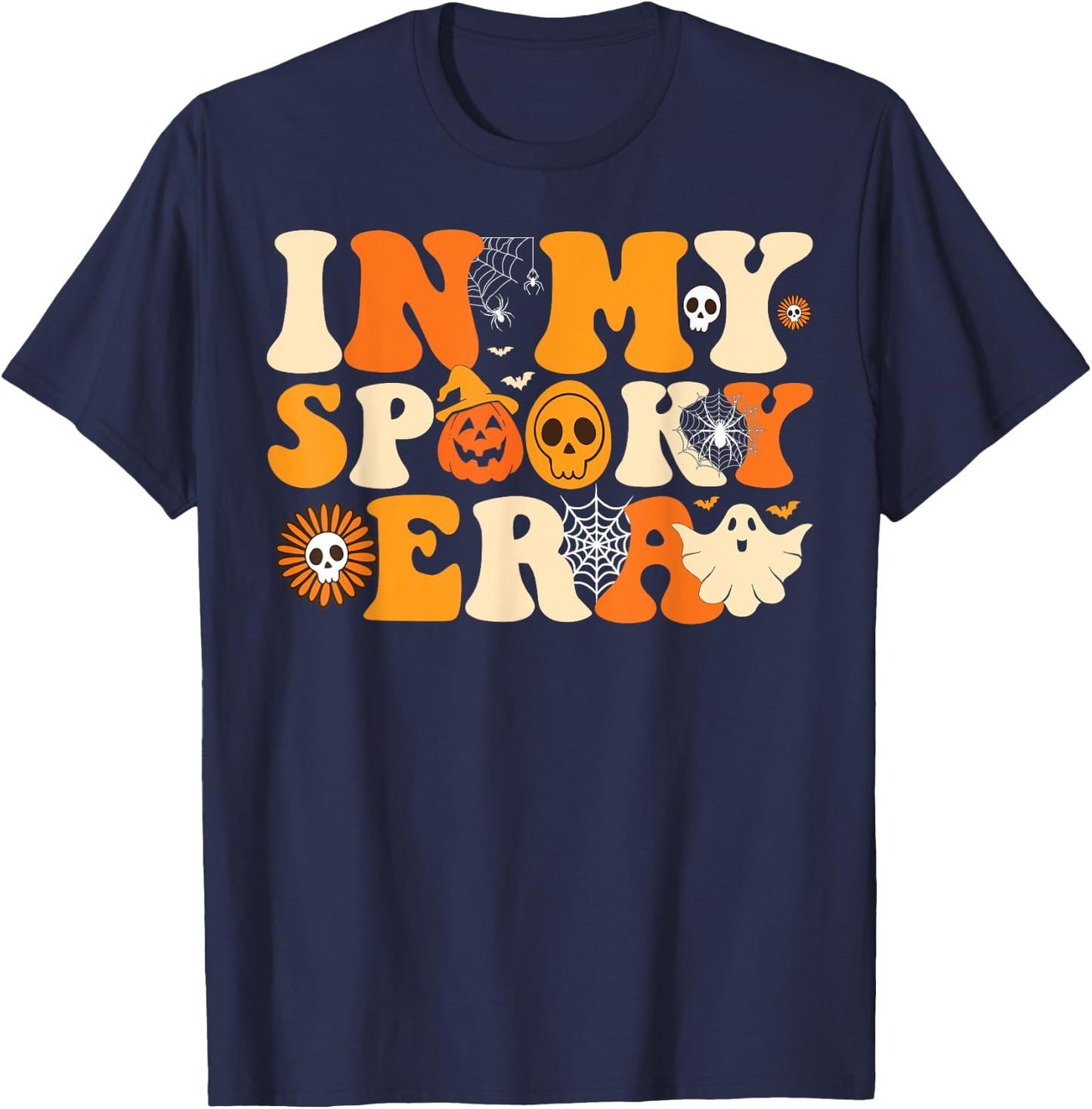 In My Spooky Era Groovy Hippie Halloween Ghost T-Shirt - T-Shirt | Navy