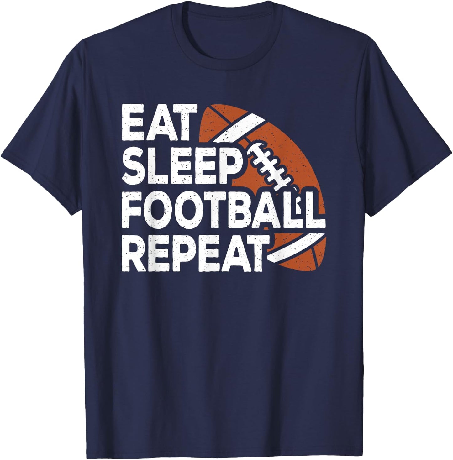 Eat Sleep Football Repeat American Football Men Boys Kids T-Shirt - T-Shirt | Navy