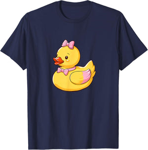 Quacktastic Duck Party Outfit Cute Girly Rubber Duckie Women Kids Black Cartoon Rubber Duck Themed Celebration Gift Summer Beach Holiday T-Shirt - T-Shirt | Navy