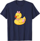 Quacktastic Duck Party Outfit Cute Girly Rubber Duckie Women Kids Black Cartoon Rubber Duck Themed Celebration Gift Summer Beach Holiday T-Shirt - T-Shirt | Navy