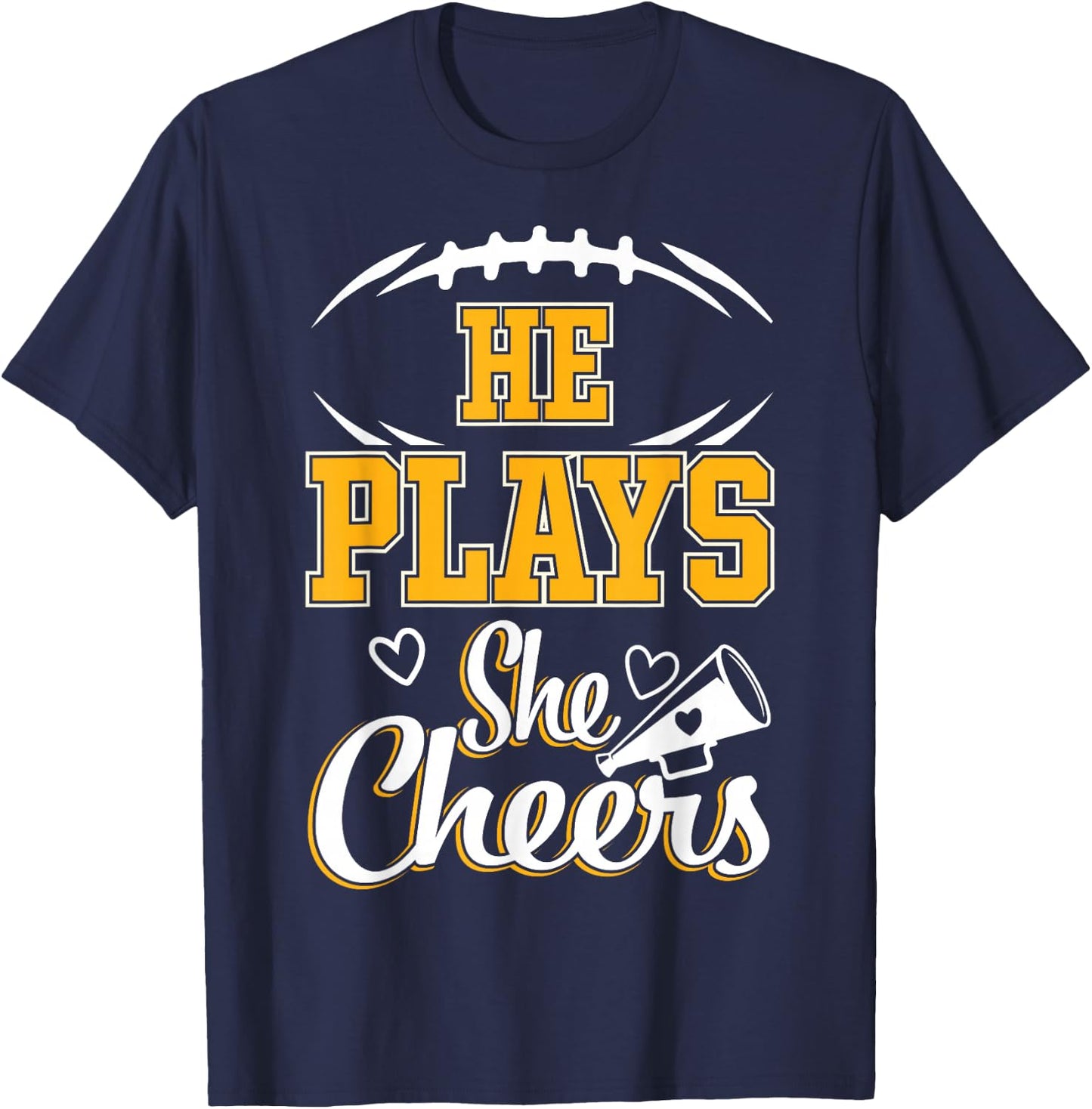Football and Cheer Mom Cheerleading Mother Football T-Shirt - T-Shirt | Navy