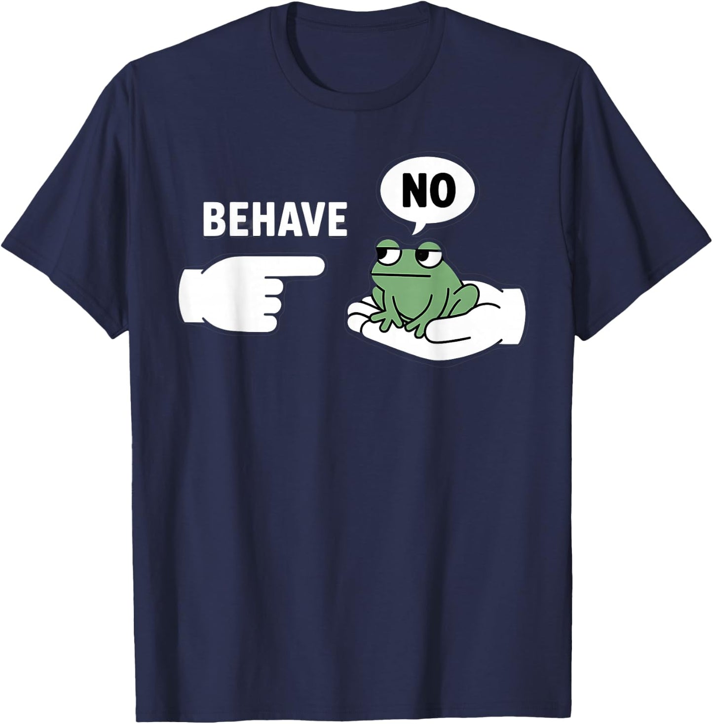 Dishonest Frog Behave No Animal Cartoon Funny Frog Meme T-Shirt - T-Shirt | Navy