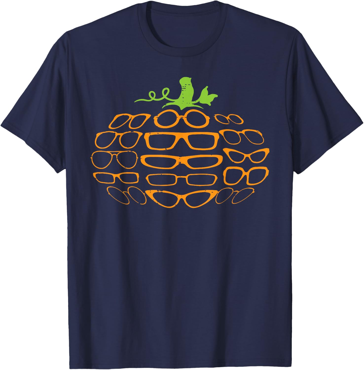 Halloween Optometry Glasses Pumpkin Optician Men Women Kids T-Shirt - T-Shirt | Navy