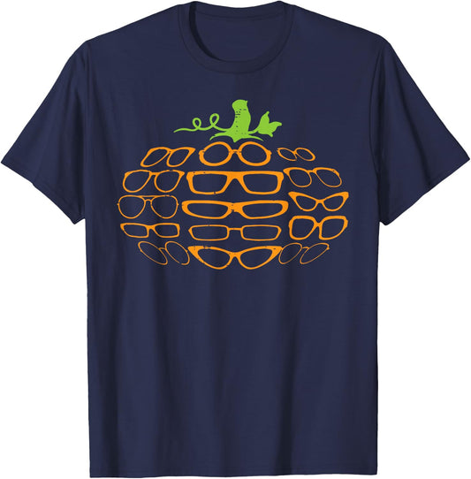 Halloween Optometry Glasses Pumpkin Optician Men Women Kids T-Shirt - T-Shirt | Navy