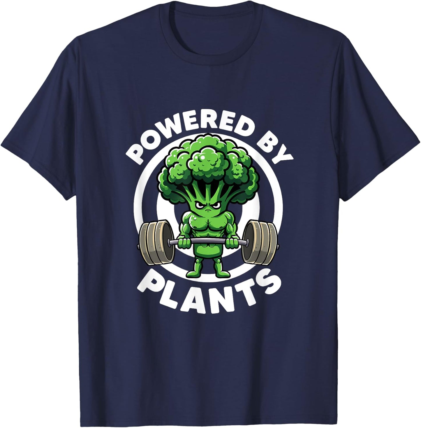 Powered By Plants Vegan Athlete Vegan Gym Vegan Bodybuilding T-Shirt - T-Shirt | Navy