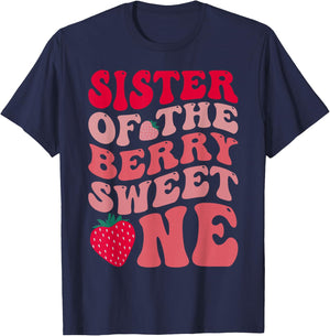 Sister Of The Berry Sweet One Strawberry First Birthday T-Shirt - T-Shirt | Navy