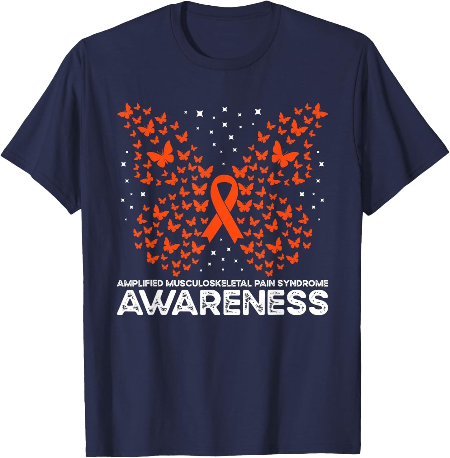 Amplified Musculoskeletal Pain Syndrome Butterfly AMPS T-Shirt - T-Shirt | Navy