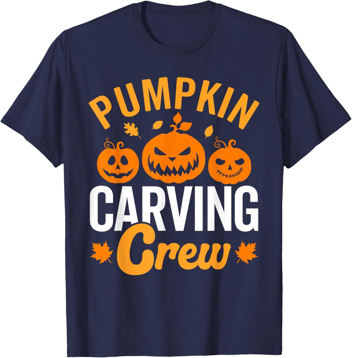 Pumpkin carving crew, family matching pumpkin head Halloween T-Shirt - T-Shirt | Navy