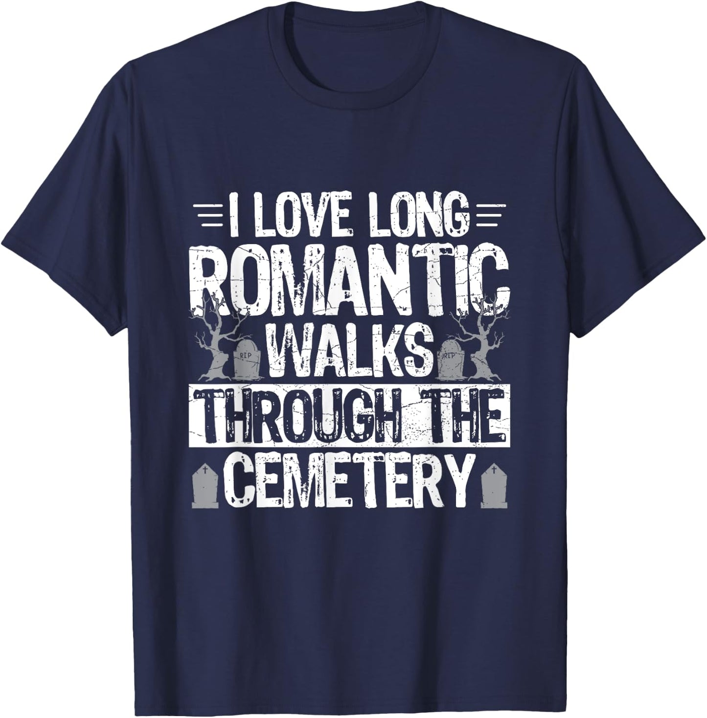 Graveyard Design for a Cemetery Tour Guide T-Shirt - T-Shirt | Navy