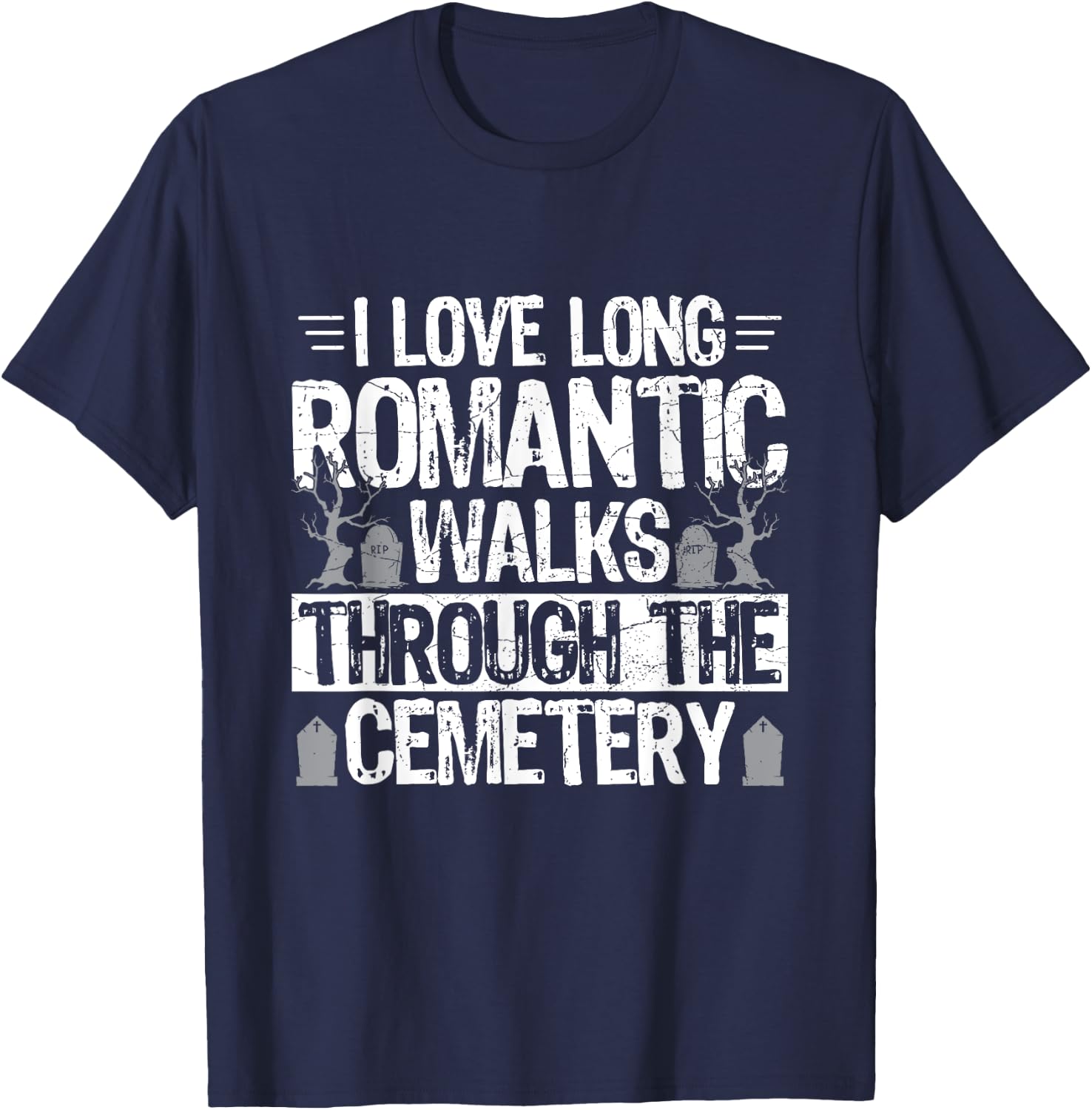 Graveyard Design for a Cemetery Tour Guide T-Shirt - T-Shirt | Navy