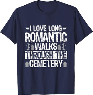Graveyard Design for a Cemetery Tour Guide T-Shirt - T-Shirt | Navy