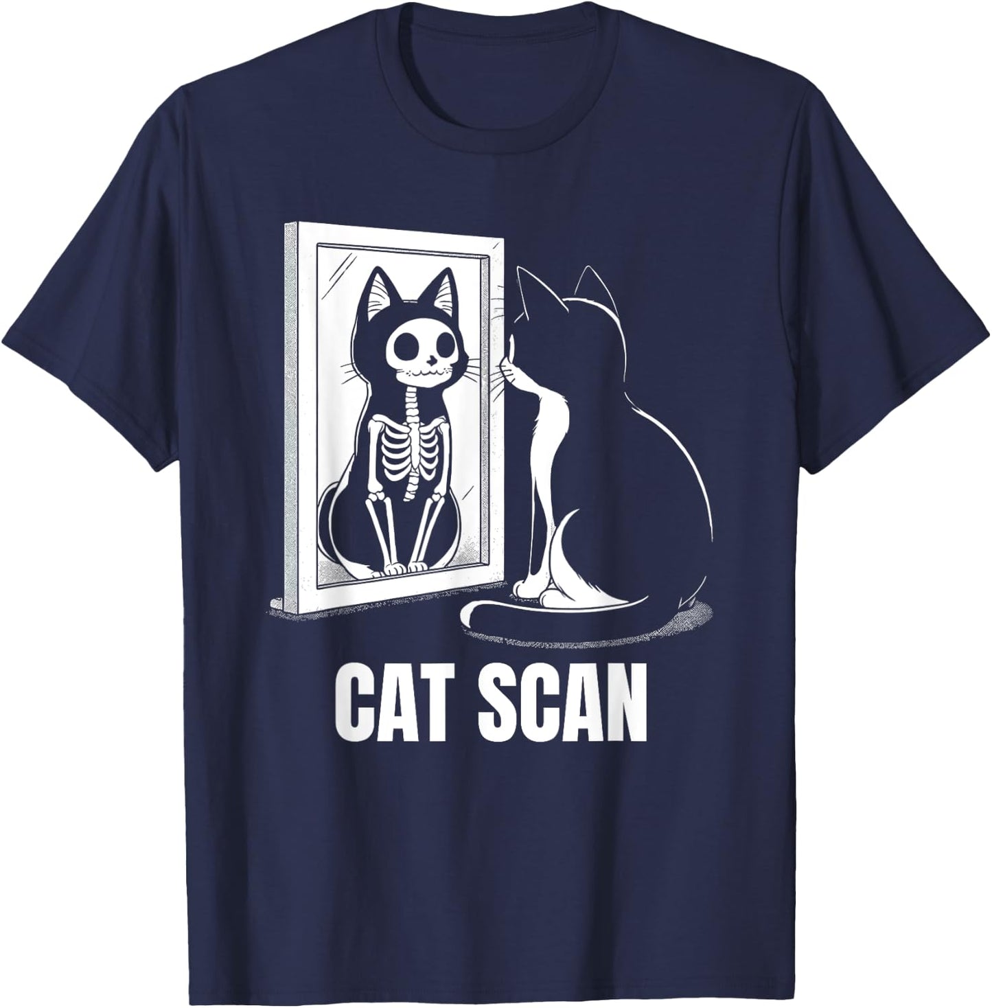 Cat Scan X-RAY Cat Funny Cat Skeleton T-Shirt - T-Shirt | Navy