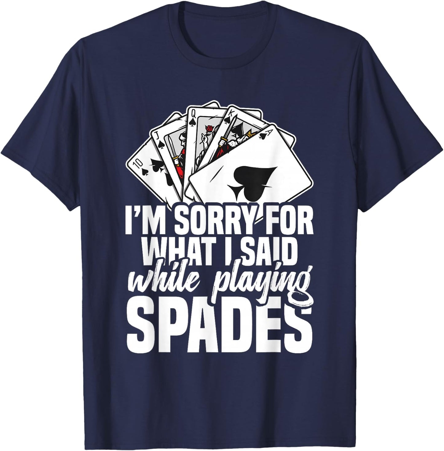Spades Game Lover Clothing & Spades Set -Adults, -Kids Black Small Modern Sporty Short Sleeve Spades Card Game T-Shirt - T-Shirt | Navy