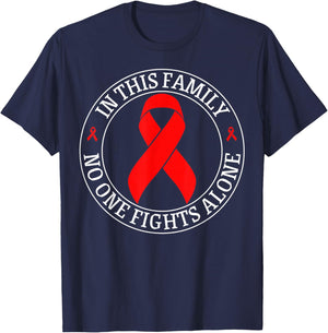 In This Family No-one Fight Alone Blood Cancer Awareness T-Shirt - T-Shirt | Navy