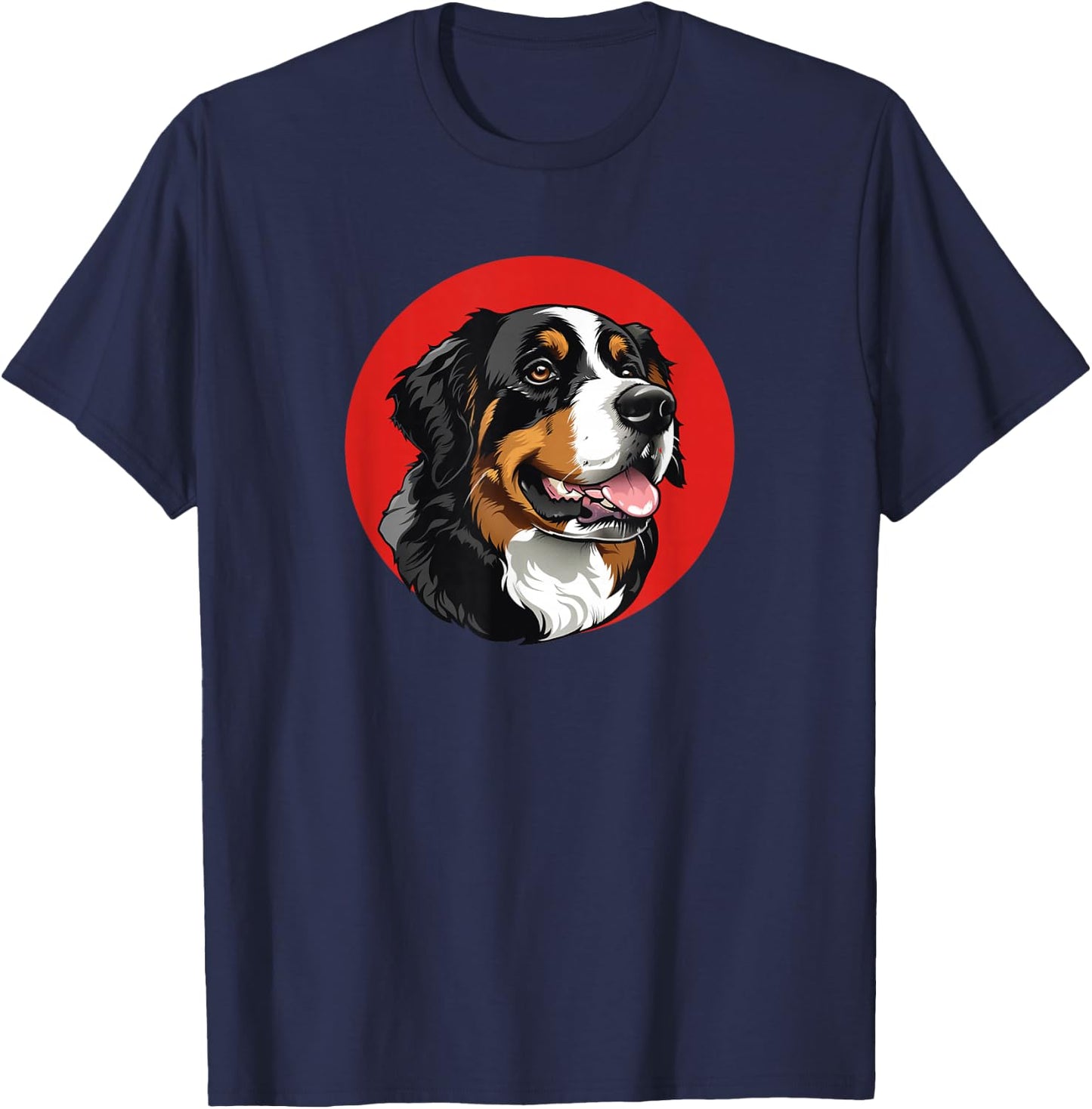 Retro Vintage Logo Bernese Mountain Dog Lover T-Shirt - T-Shirt | Navy