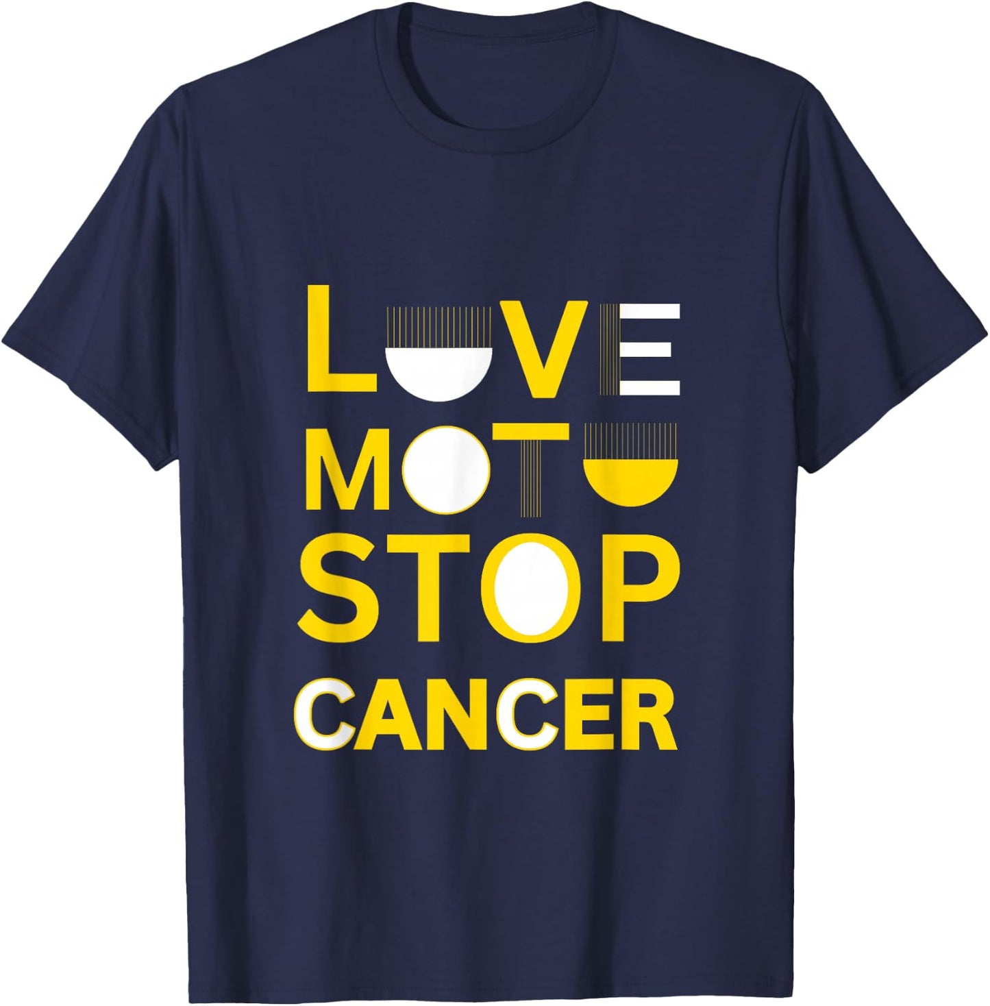 Love Moto Stop Cancer T-Shirt - T-Shirt | Navy