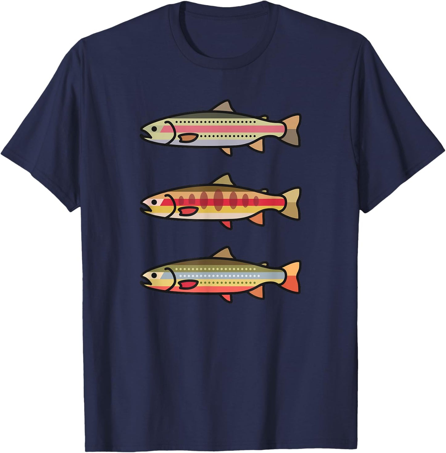 Rainbow Golden Brook Trout Fishing Gift Anglers T-Shirt - T-Shirt | Navy