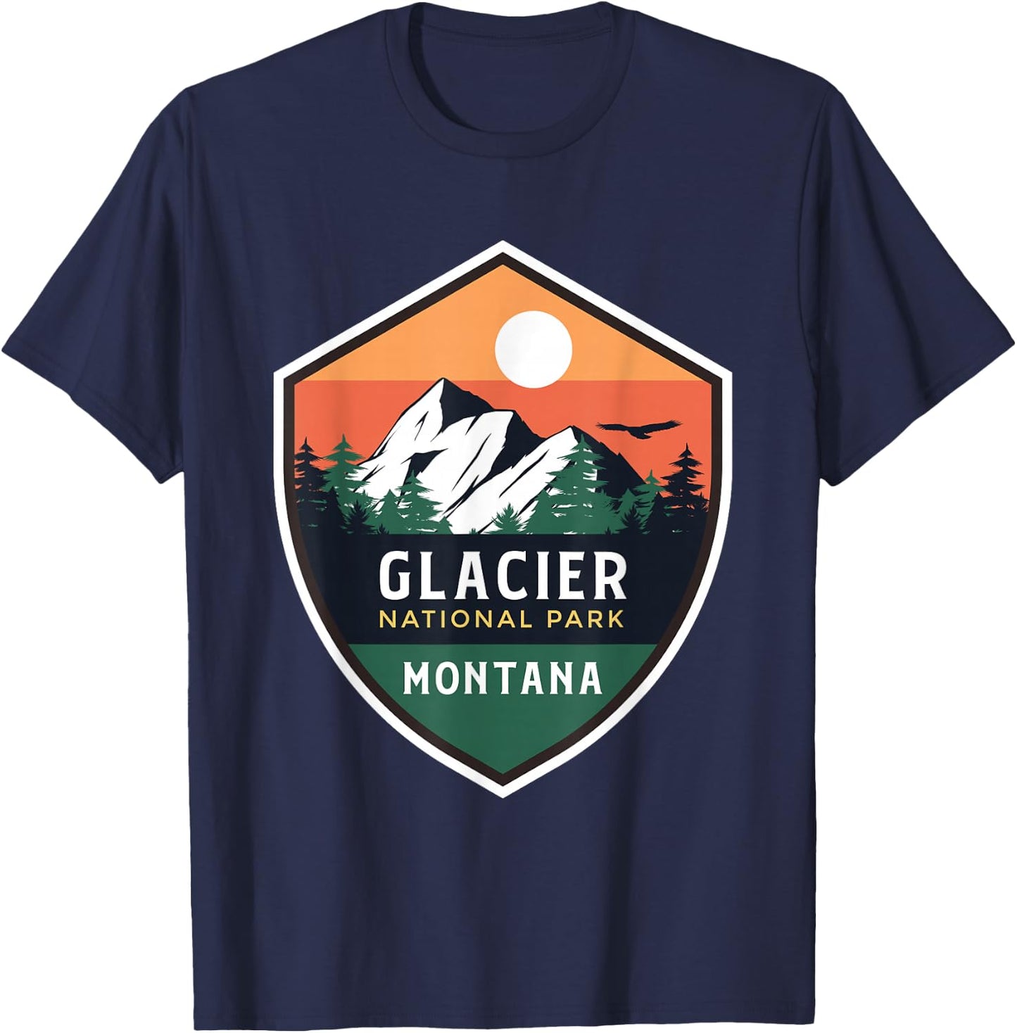 Glacier National Park Shirt Vintage Glacier Park Shirt Camp T-Shirt - T-Shirt | Navy