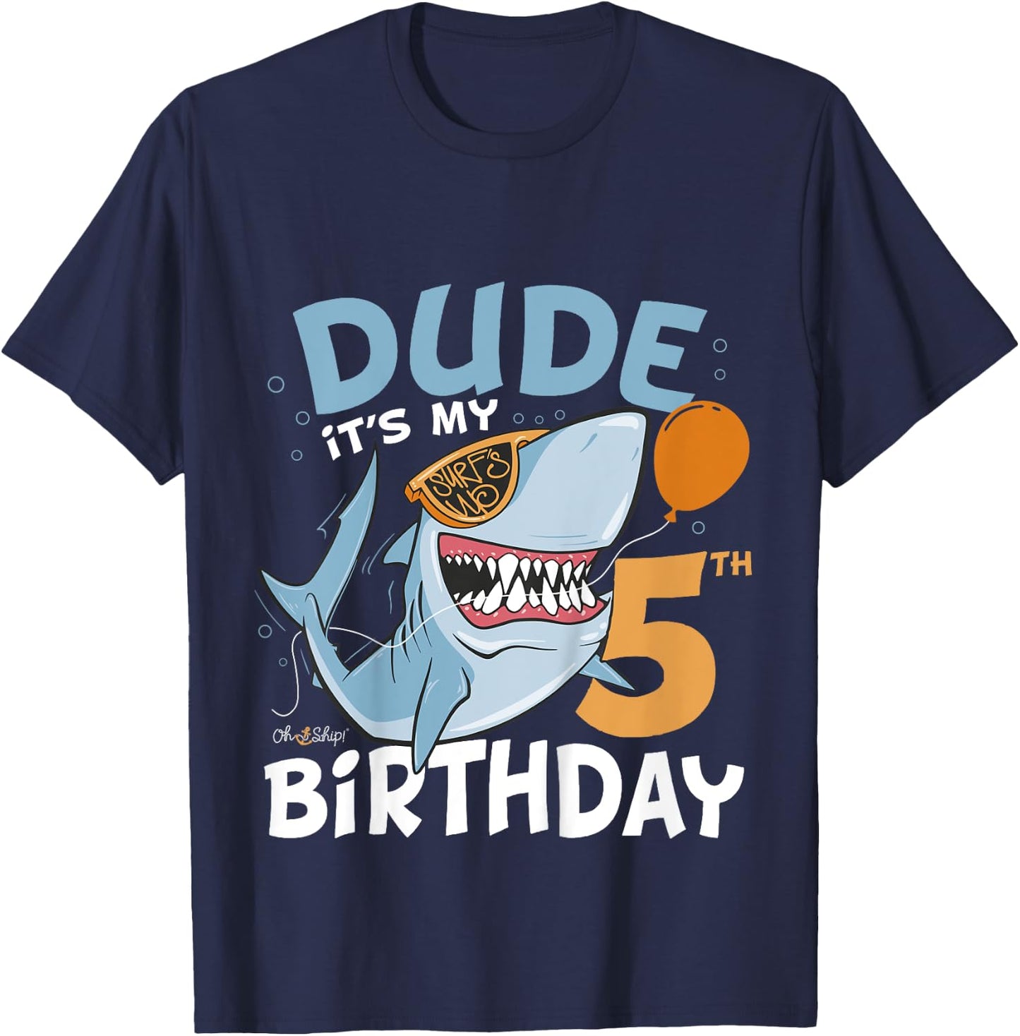 Kids Dude it's my 5th Birthday - 5th Shark Birthday Boy T-Shirt - T-Shirt | Navy