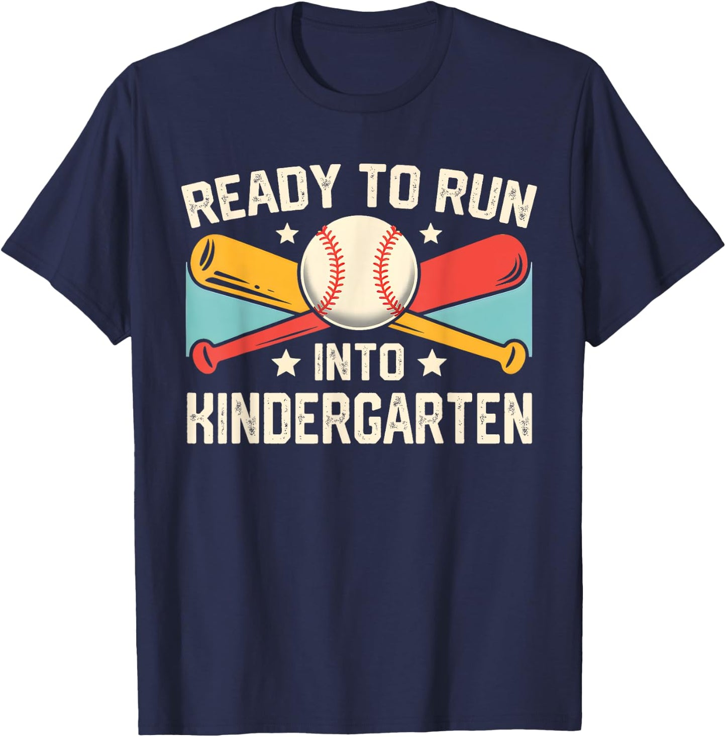 Ready To Run Into Kindergarten Baseball First Day Of School T-Shirt - T-Shirt | Navy