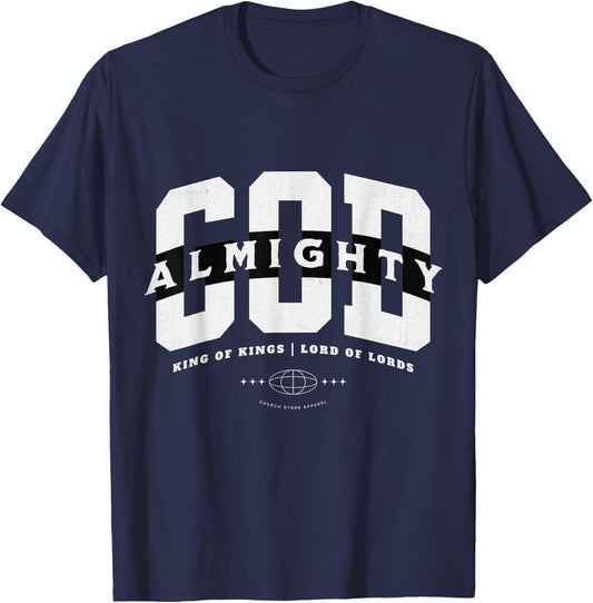 Big Bold God Almighty, King Of Kings, Lord Of Lords Emblem T-Shirt - T-Shirt | Navy
