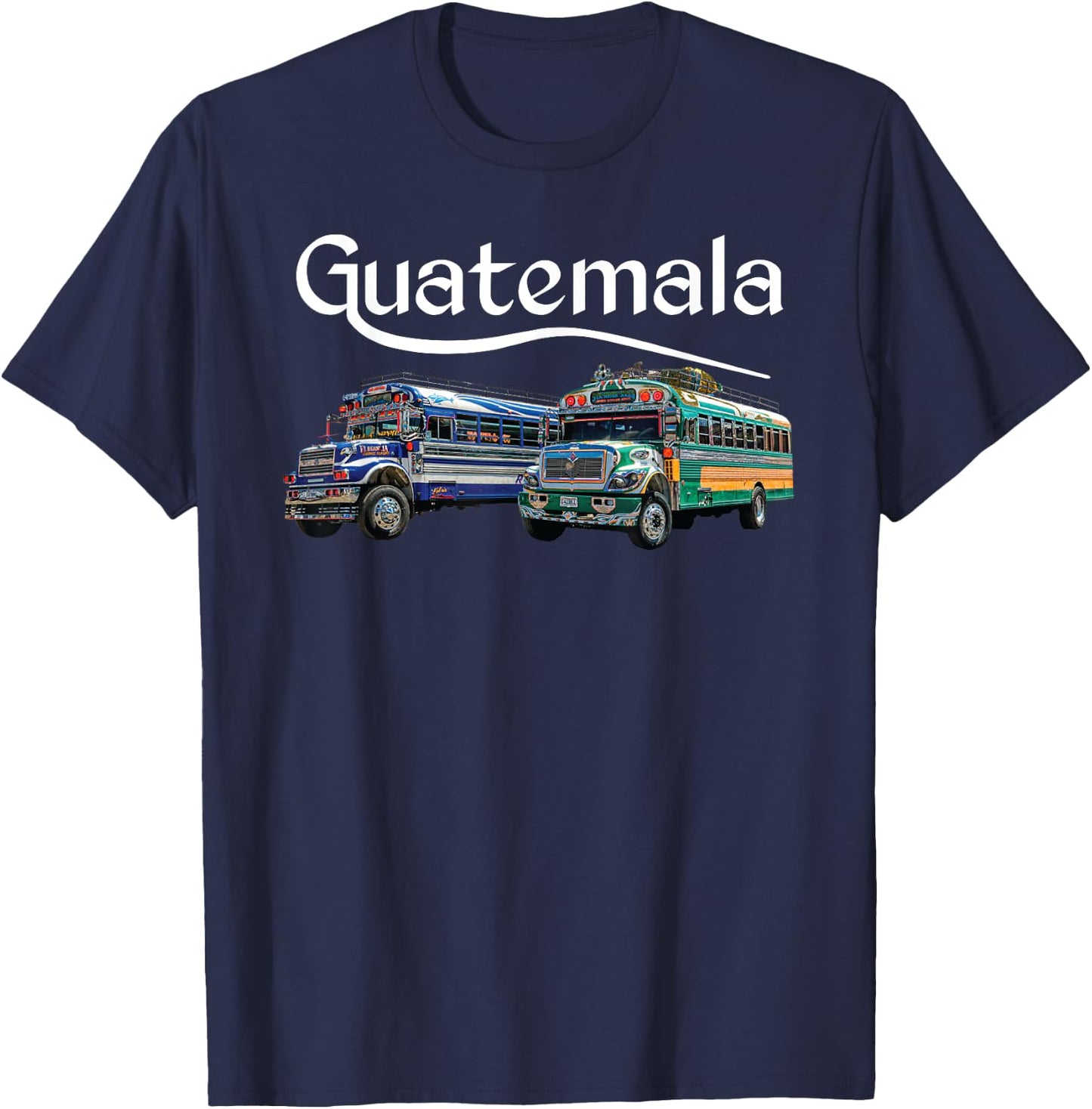 Chicken Bus Guatemala Chapin Quetzal Antigua Tikal Maya 502 T-Shirt - T-Shirt | Navy