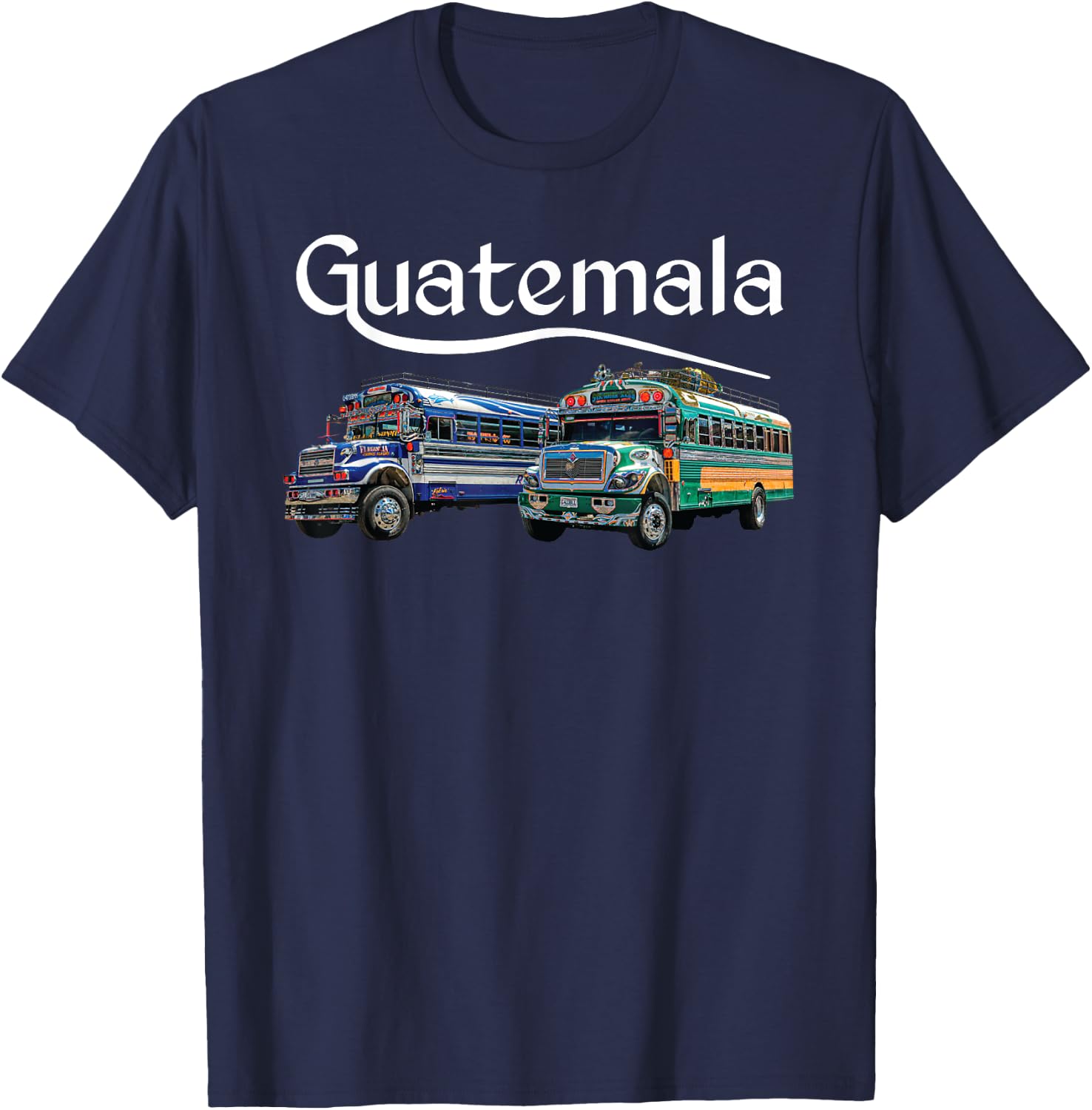 Chicken Bus Guatemala Chapin Quetzal Antigua Tikal Maya 502 T-Shirt - T-Shirt | Navy