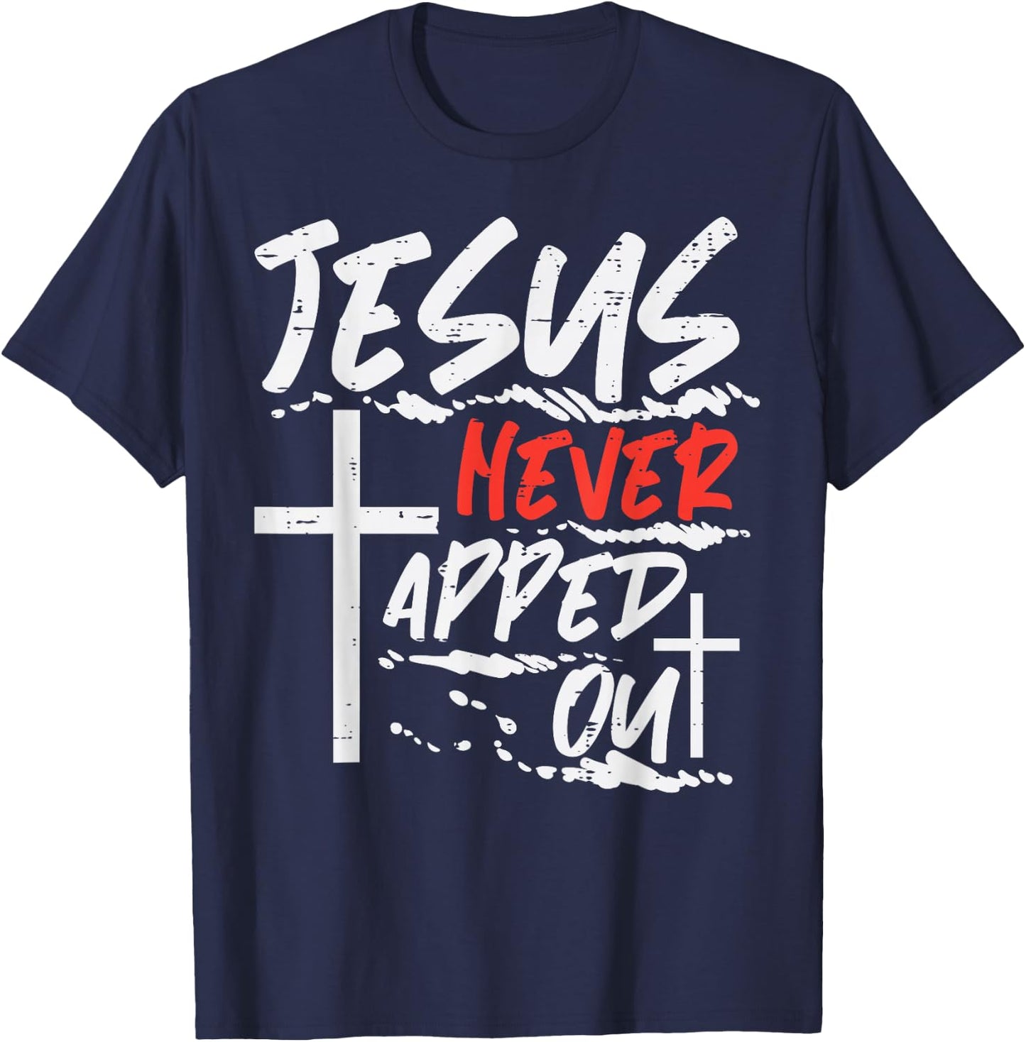Wrestling Jesus Never Tapped Out Christian Wrestle Men Women T-Shirt - T-Shirt | Navy
