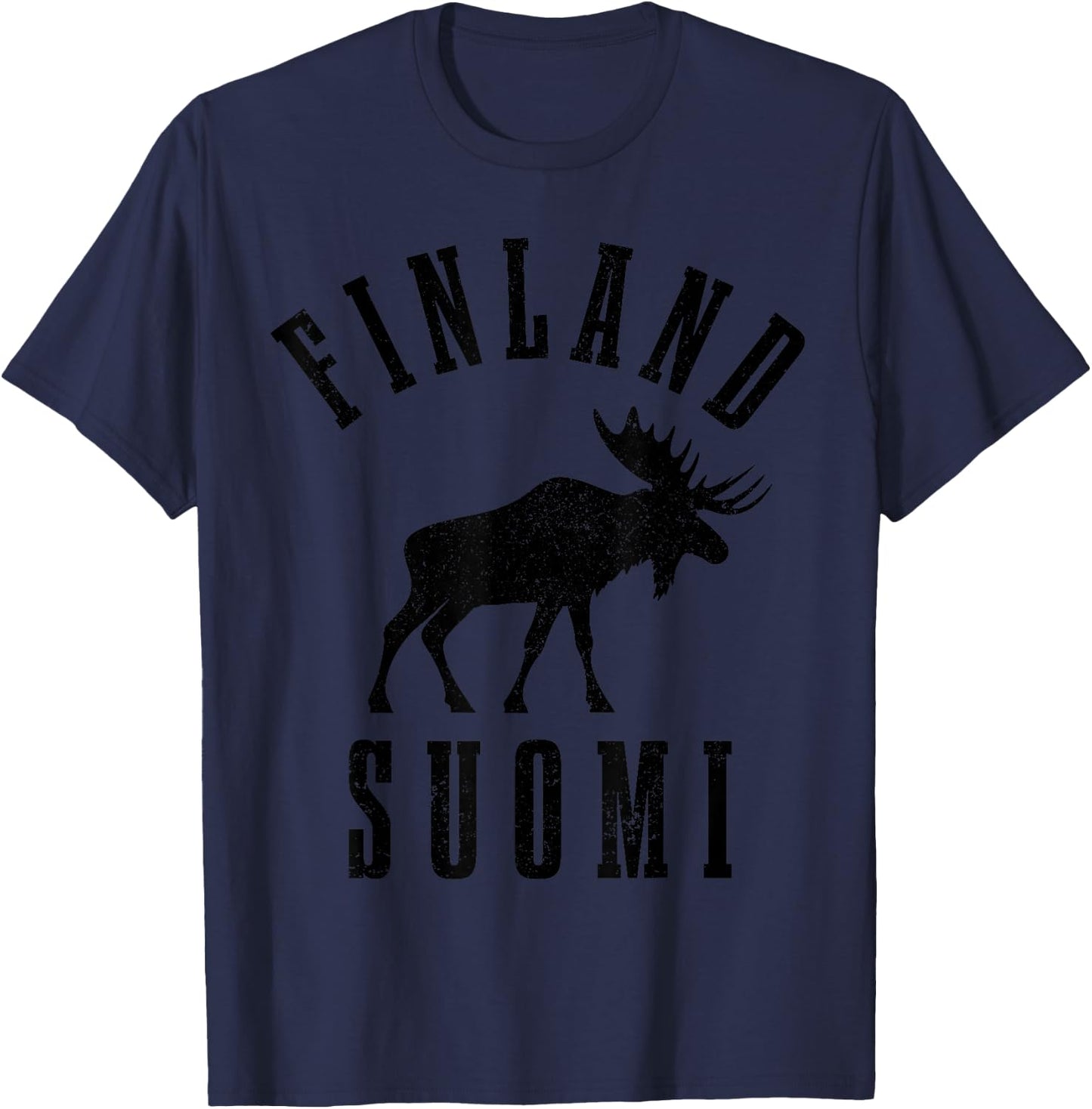 Finland Suomi Moose Finnish Finn Sisu Souvenir Vintage T-Shirt - T-Shirt | Navy