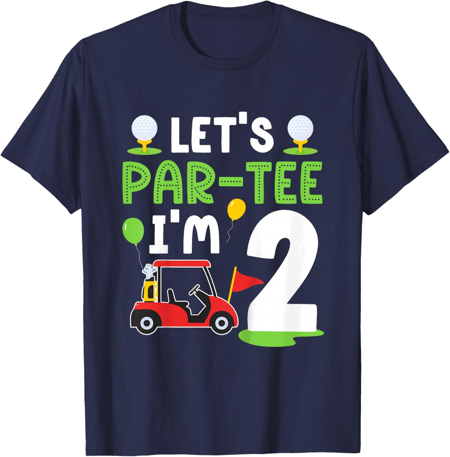 Kids 2nd Golf Birthday Party Two Year Old Golf Player Birthday T-Shirt - T-Shirt | Navy