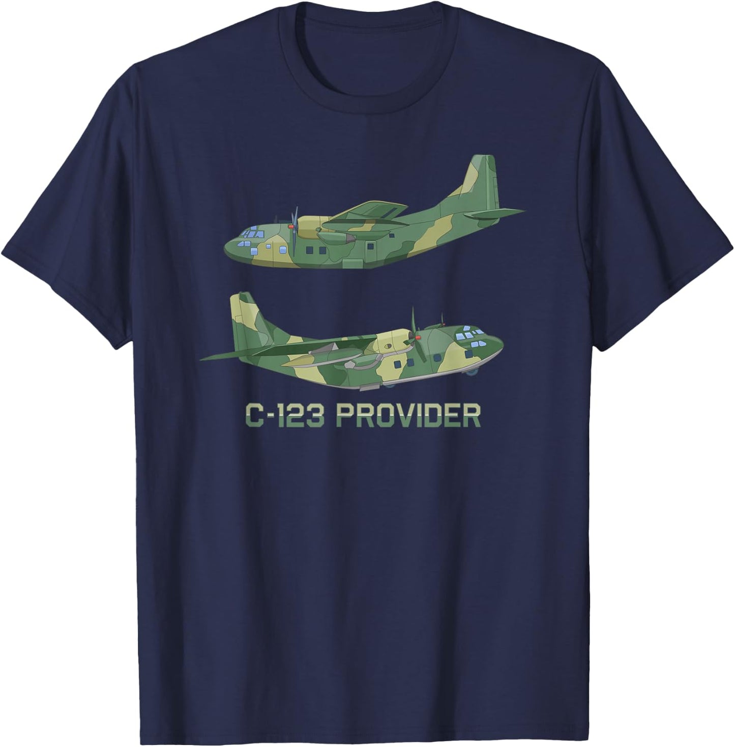 C-123 Provider US Transport Plane Chart T-Shirt - T-Shirt | Navy