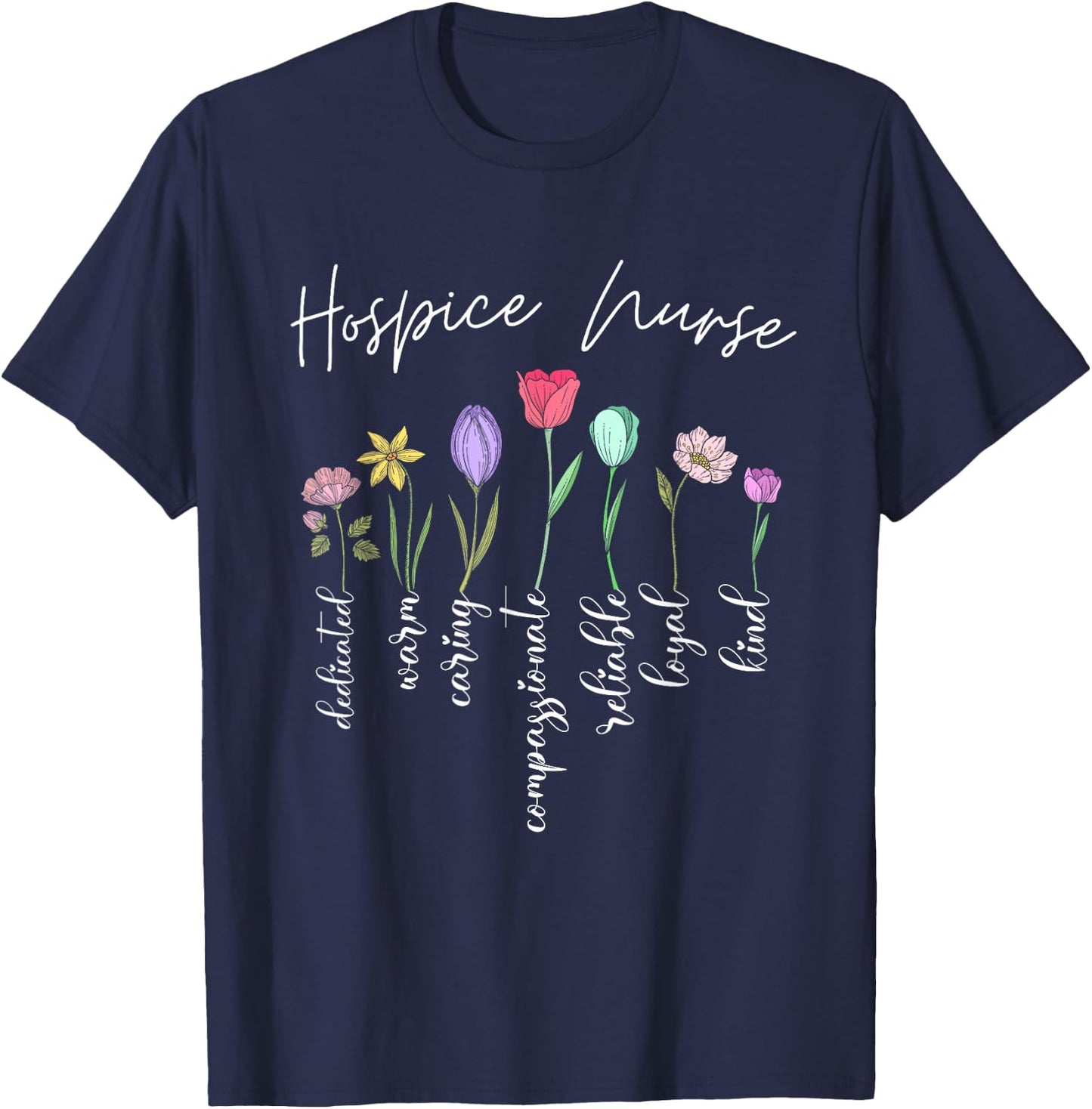 Hospice nurse for girls women flowers Hospice nurse floral T-Shirt - T-Shirt | Navy