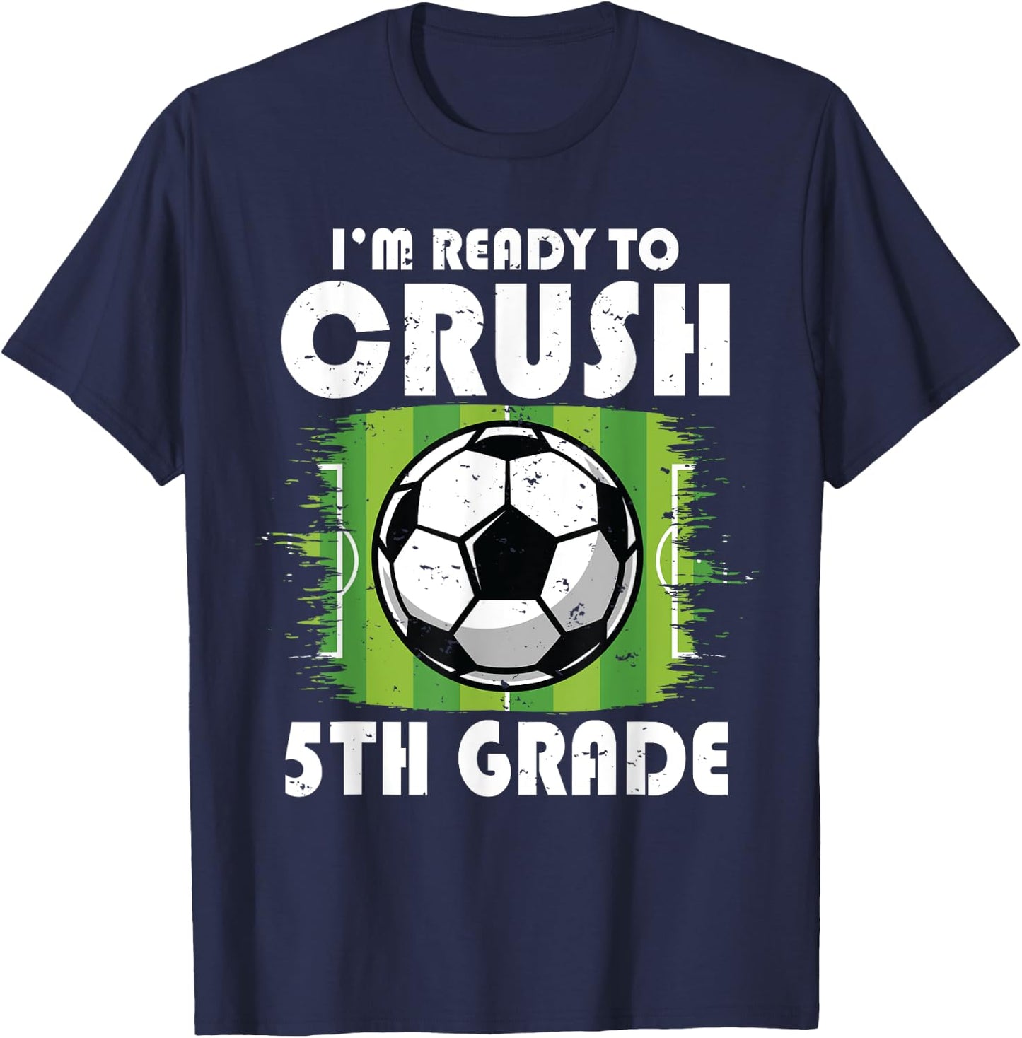 Back to School First Day of 5th Grade Soccer Boys Kids T-Shirt - T-Shirt | Navy