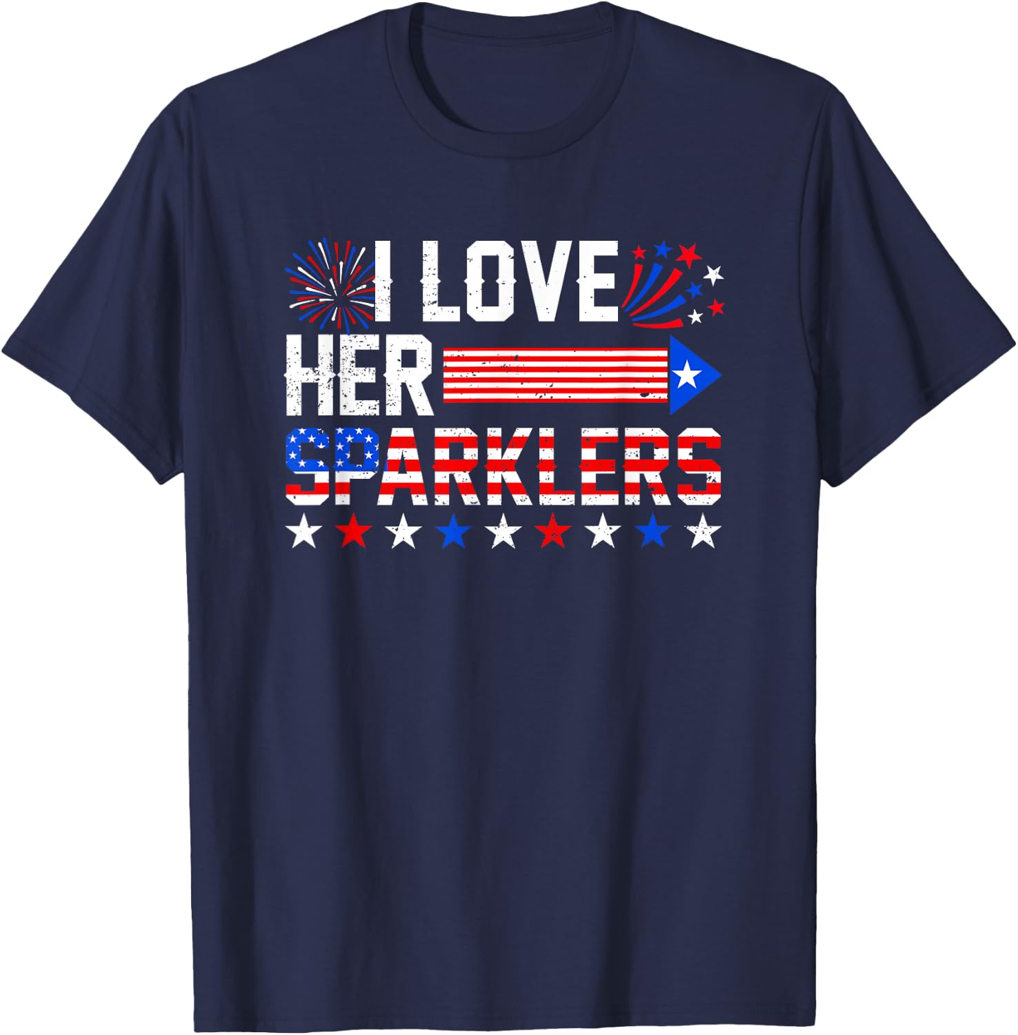I Love Her Sparklers Funny 4th Of July Fireworks Couples T-Shirt - T-Shirt | Navy