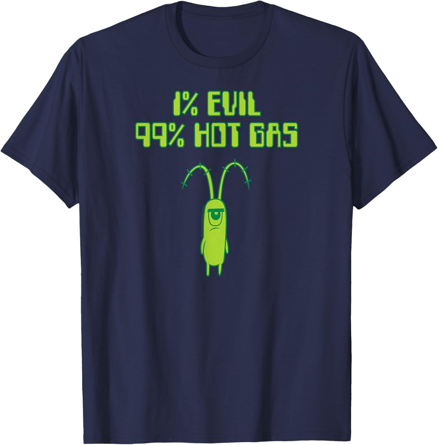 Spongebob Squarepants - Plankton 1% Evil 99% Hot Gas T-Shirt - T-Shirt | Navy
