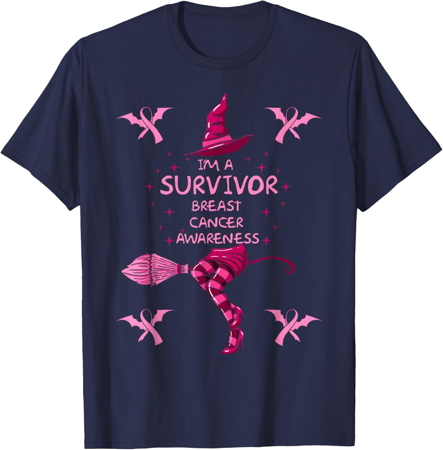 Witch Im A Survivor Halloween Breast Cancer Awareness Women T-Shirt - T-Shirt | Navy