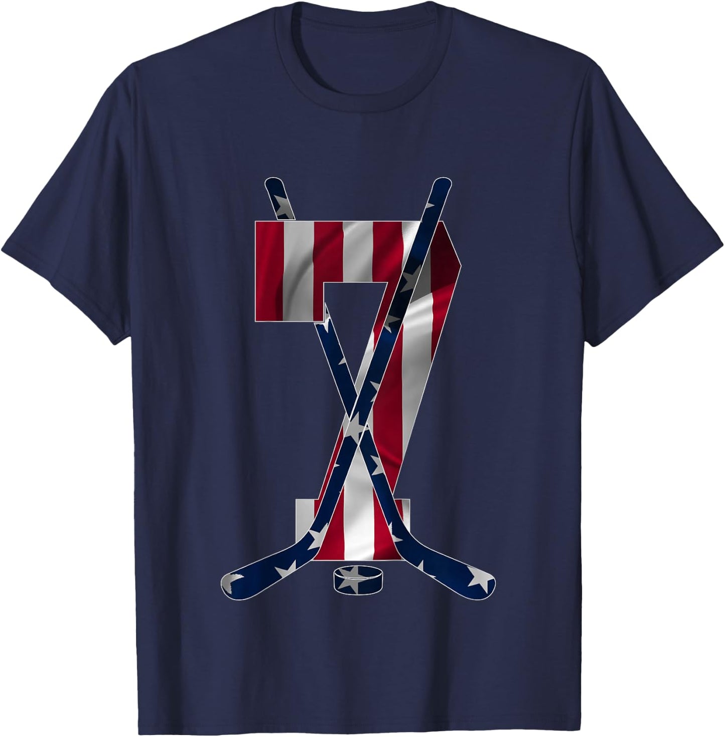 Number 7 Years Ice Hockey 7th Birthday T-Shirt - T-Shirt | Navy