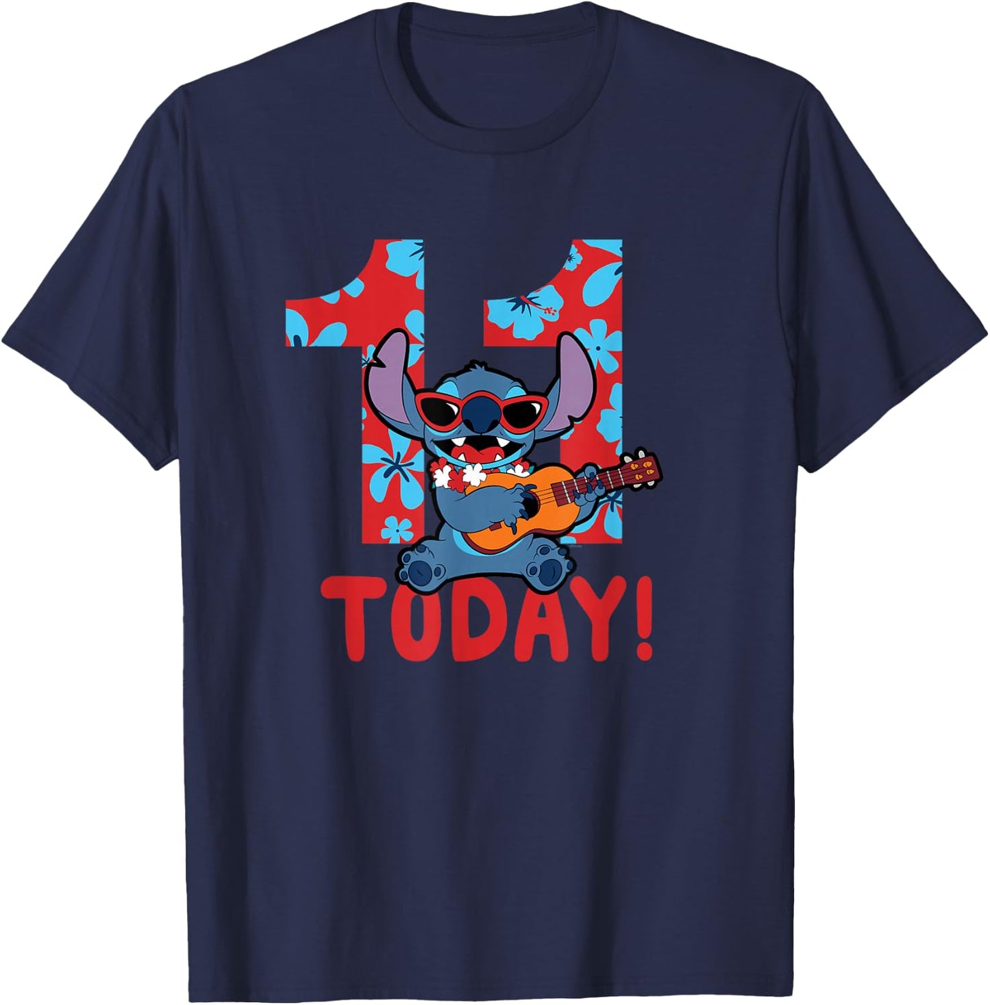 Disney Lilo & Stitch Tropical Birthday 11 Years Old Today T-Shirt - T-Shirt | Navy