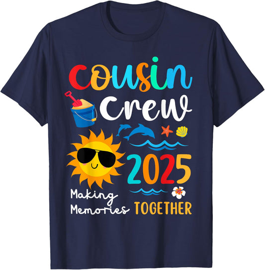 Cousin crew 2025 Summer Vacation Beach Family Trips Matching T-Shirt - T-Shirt | Navy