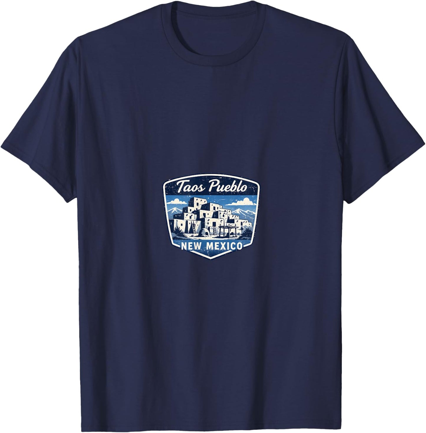 Taos Pueblo New Mexico Native American Landmark Travel T-Shirt - T-Shirt | Navy