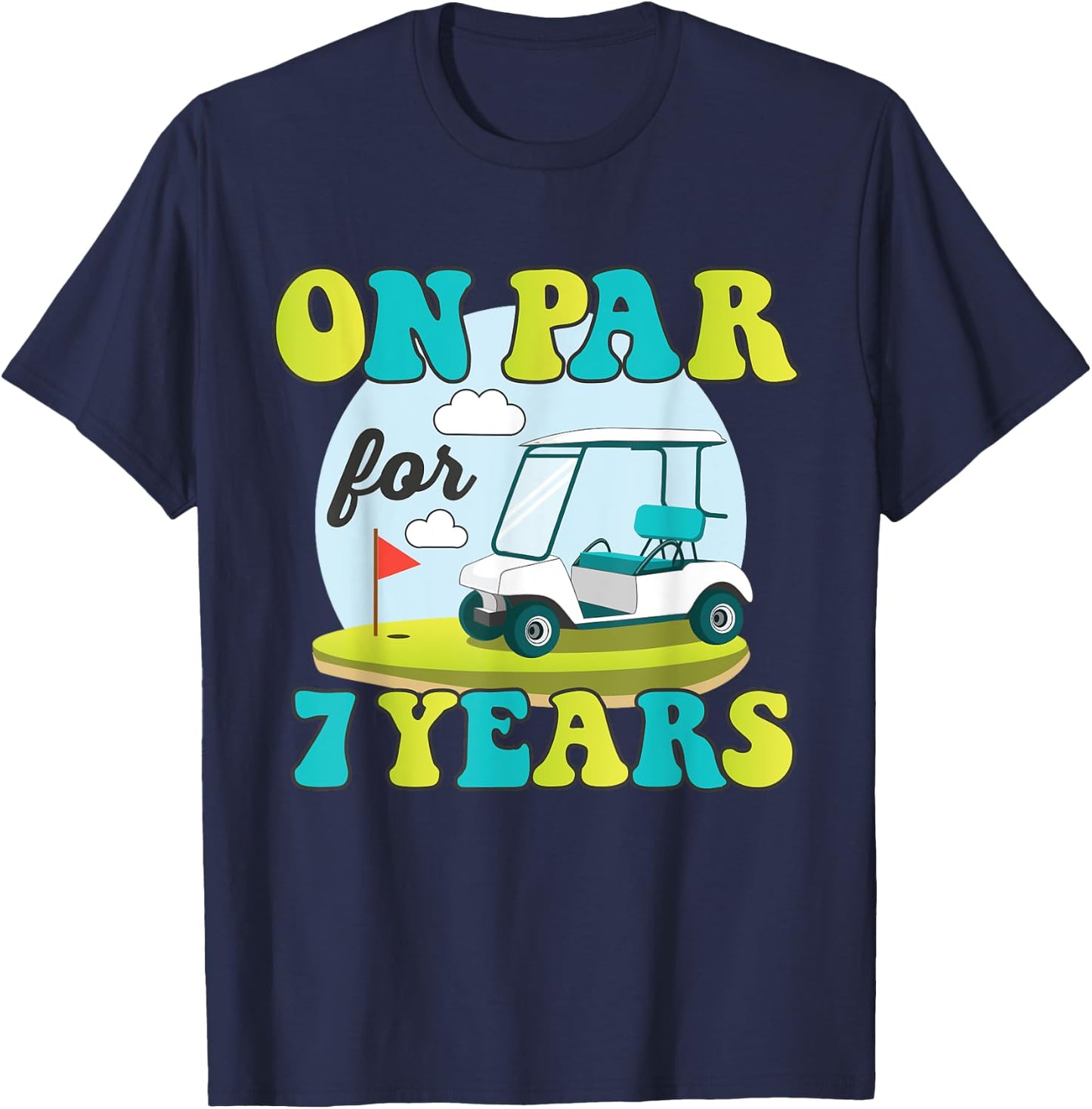Funny 7th Birthday Golf Shirt 7 Years Old Golfer Kids Boys T-Shirt - T-Shirt | Navy
